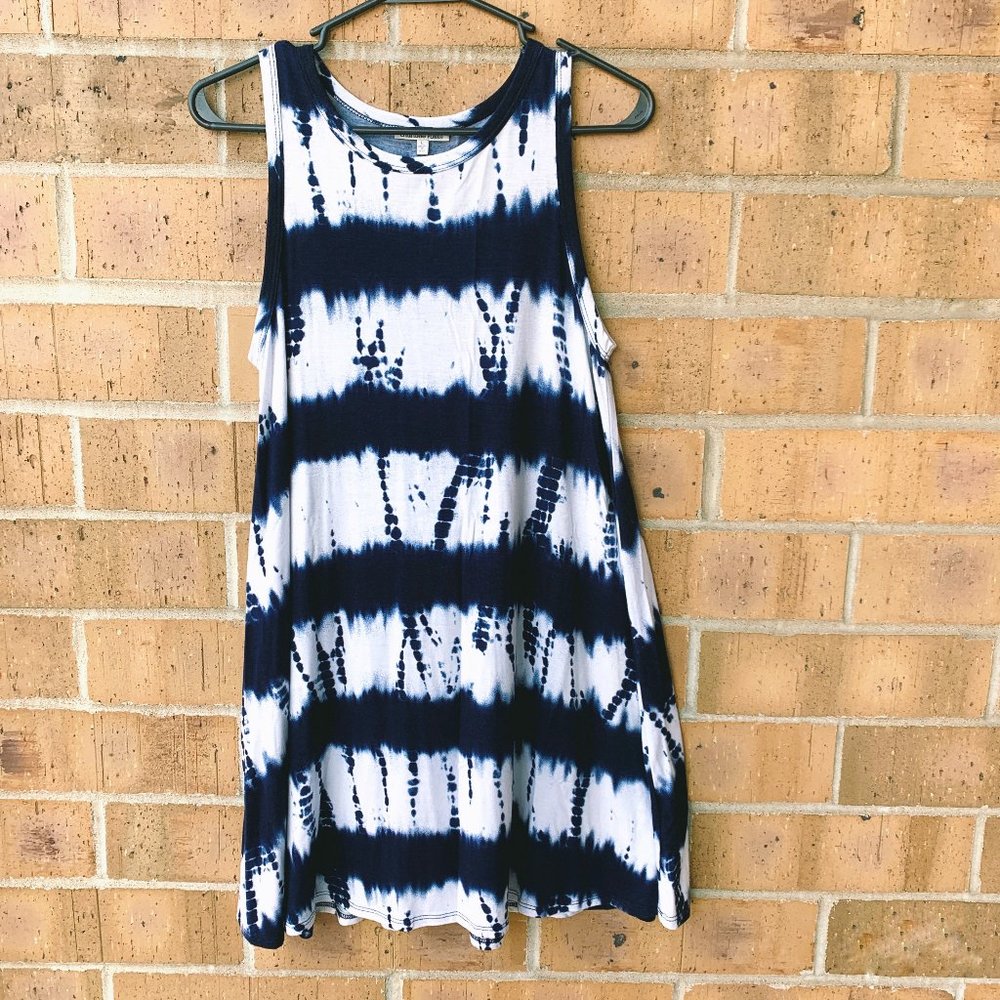 Charlotte Russe Navy & White Tie Dye Dress